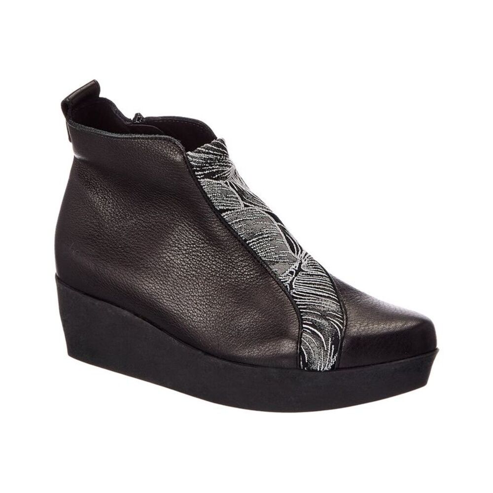 Arche Fujima Leather Wedge Bootie, Black